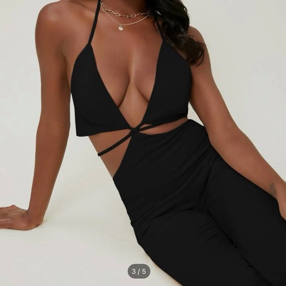 Cutout Self-Tie Halter Jumpsuit - Picture 2 of 4